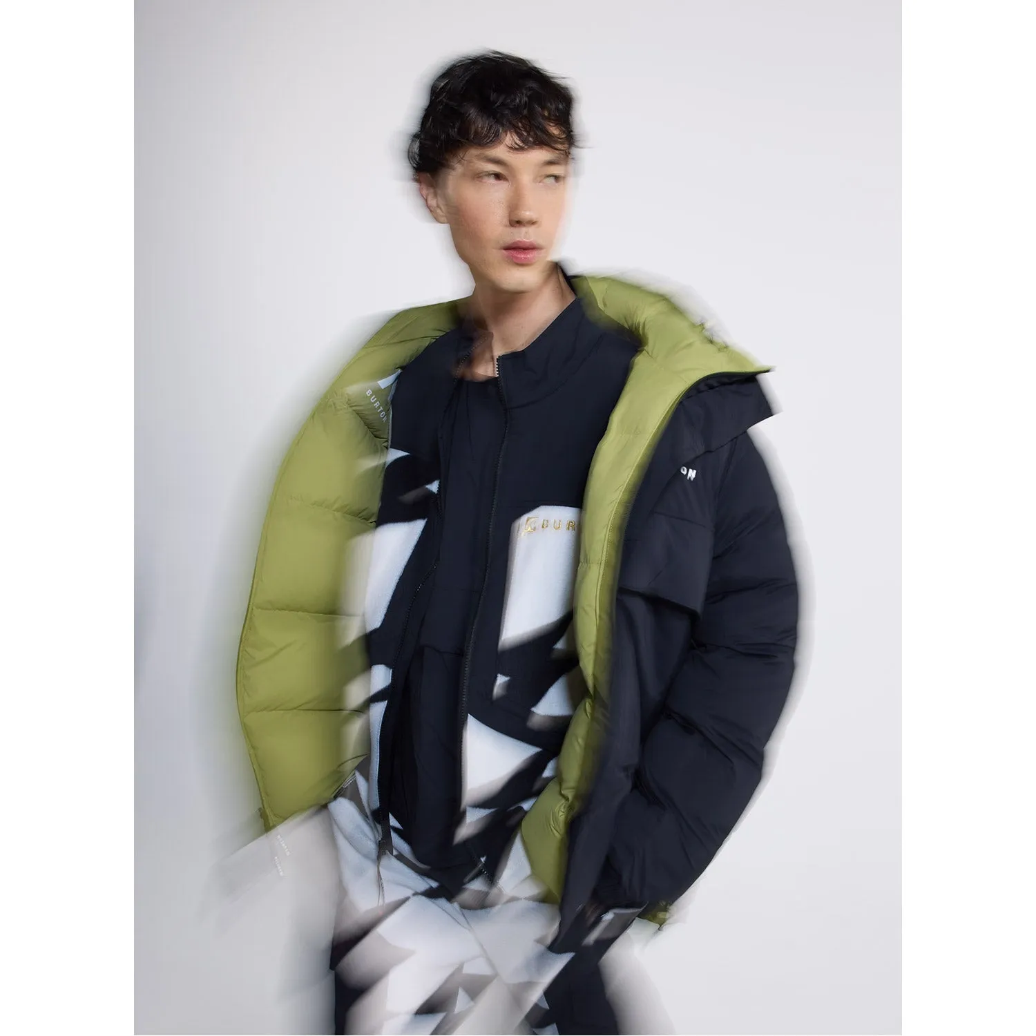 AG Railed Hooded Stretch Down Puffy Jacket