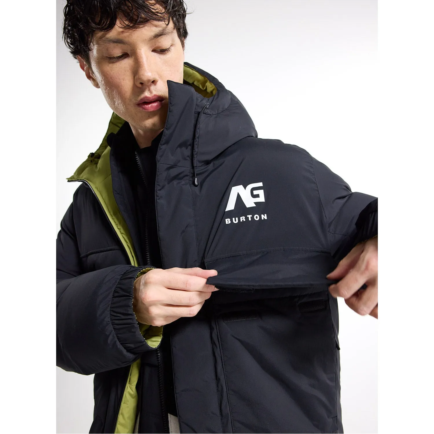 AG Railed Hooded Stretch Down Puffy Jacket