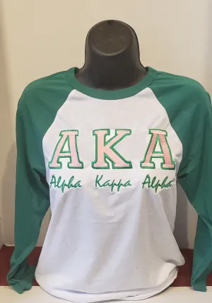 AKA (Bold 2)Baseball Tee(GRN n White)