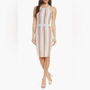 Ali &amp; Jay Shades On Stripe Body-Con Strappy Midi Length Sweater Dress Sz M or L