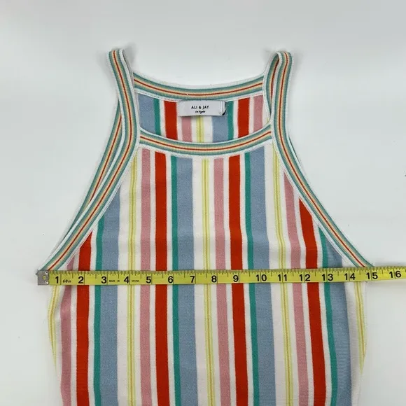 Ali &amp; Jay Shades On Stripe Body-Con Strappy Midi Length Sweater Dress Sz M or L