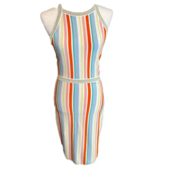 Ali &amp; Jay Shades On Stripe Body-Con Strappy Midi Length Sweater Dress Sz M or L