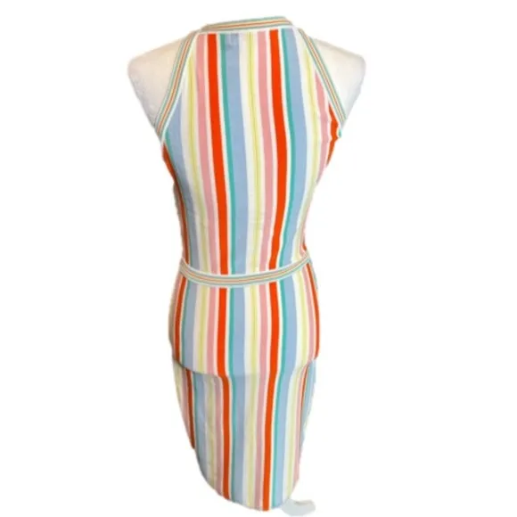 Ali &amp; Jay Shades On Stripe Body-Con Strappy Midi Length Sweater Dress Sz M or L