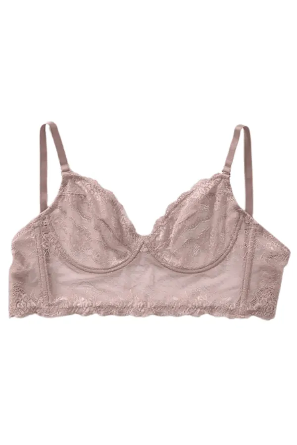 All Sheer Lace Bustier Bra - Blush