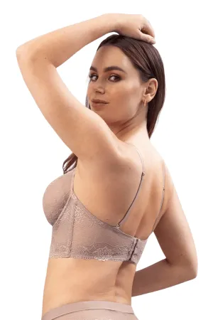 All Sheer Lace Bustier Bra - Blush