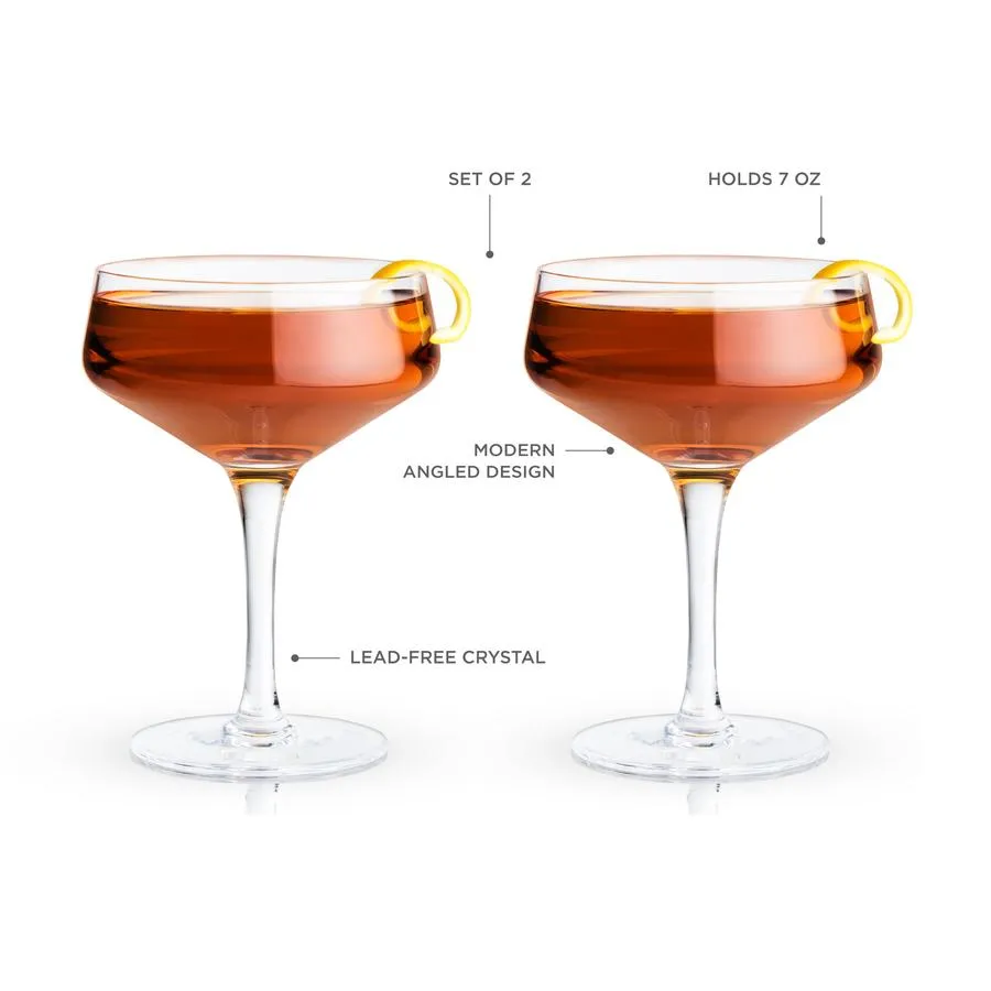 ANGLED CRYSTAL COUPE GLASSES