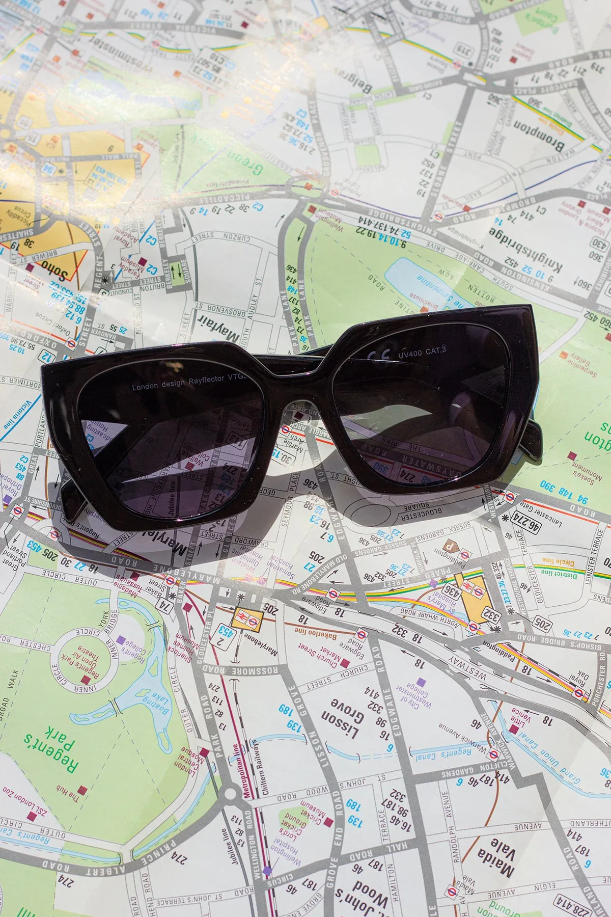 Angled Flat Square Edge Cat Eye Sunglasses