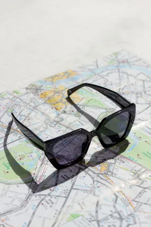 Angled Flat Square Edge Cat Eye Sunglasses