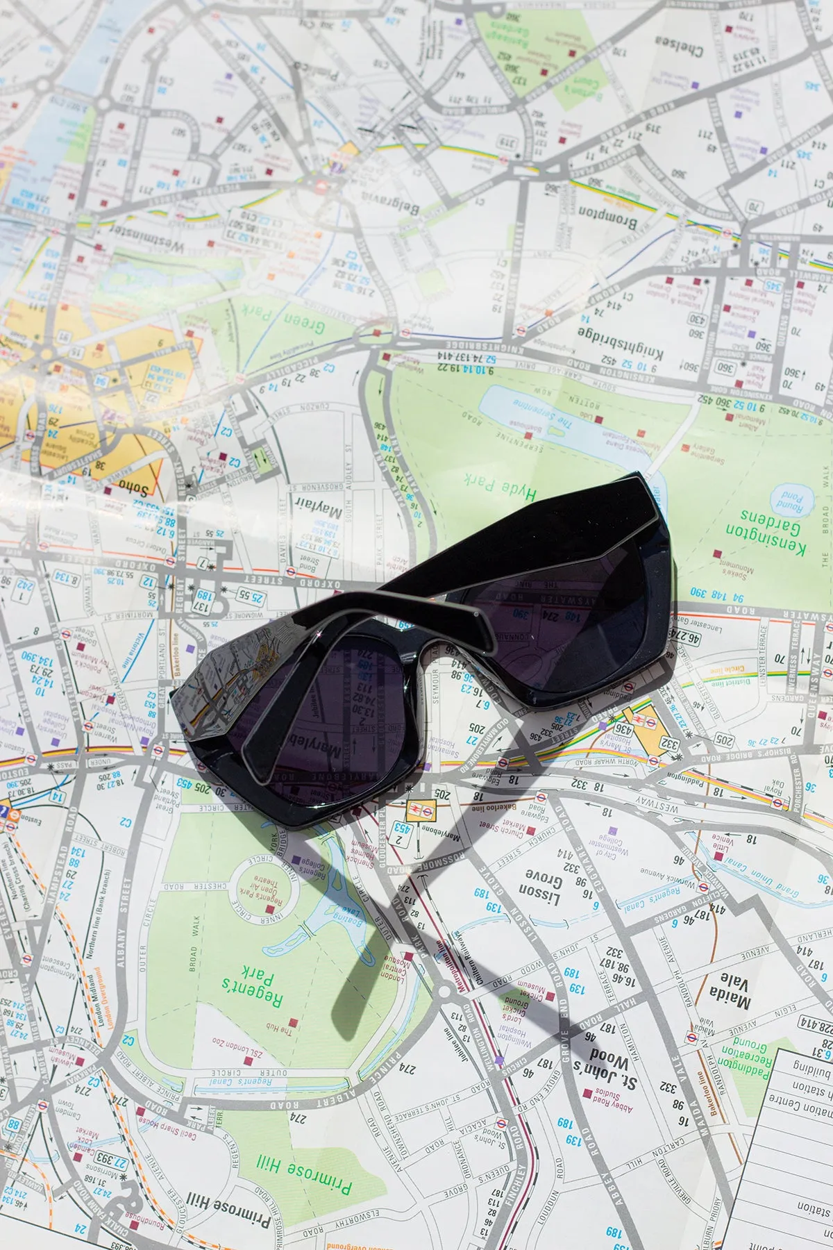 Angled Flat Square Edge Cat Eye Sunglasses