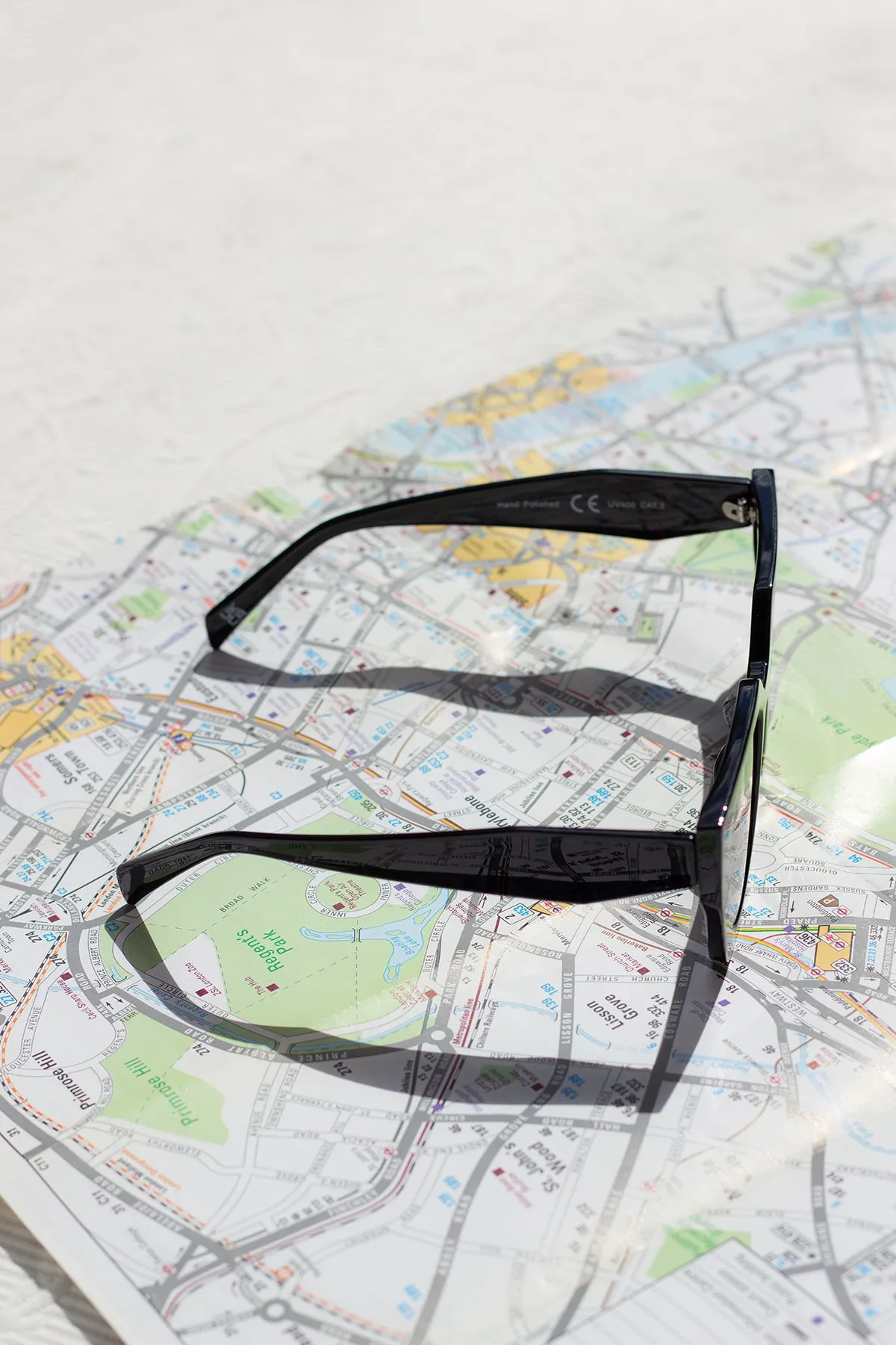 Angled Flat Square Edge Cat Eye Sunglasses