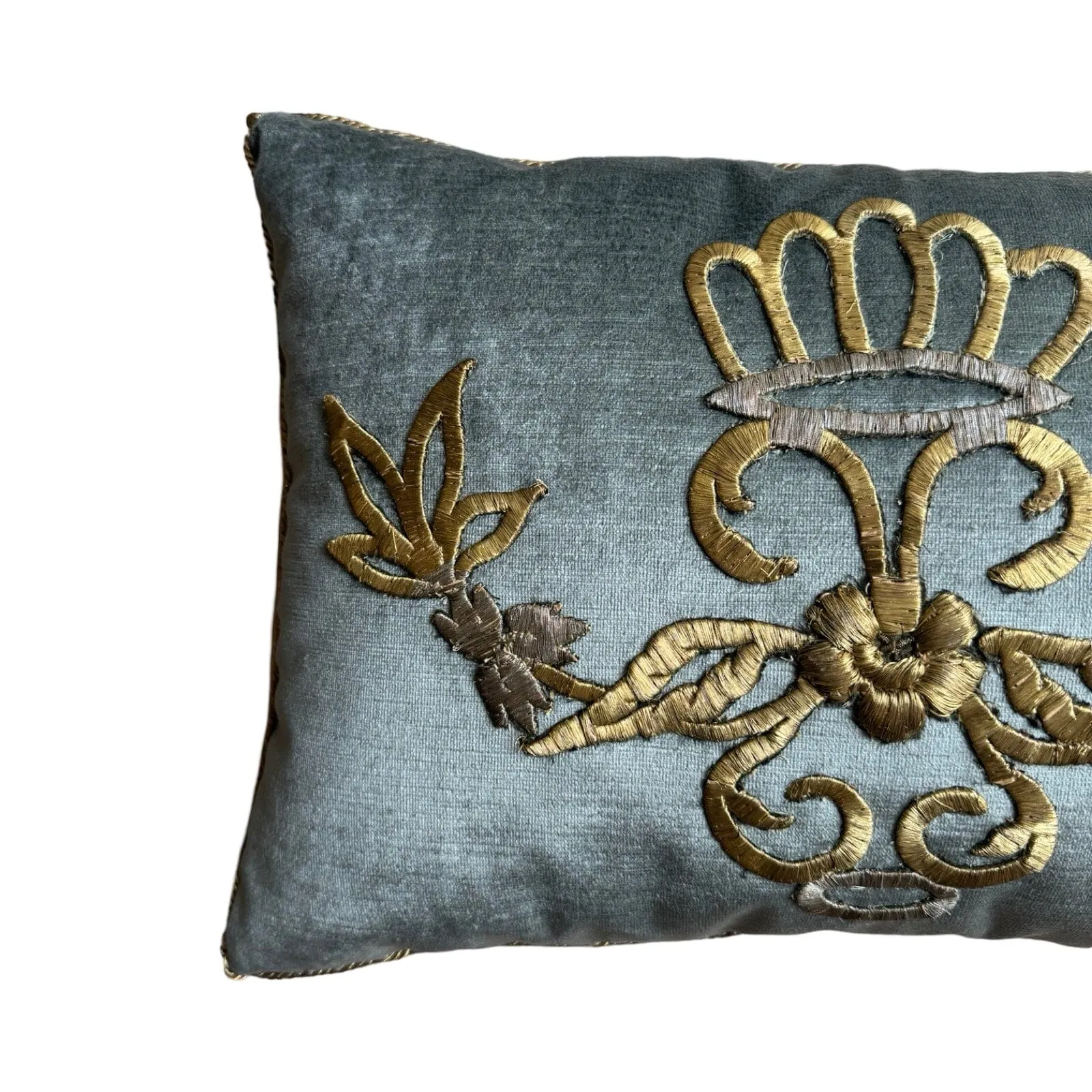 Antique Ottoman Empire Raised Gold Metallic Embroidery (#E112024A&B | 13.5" x 19")