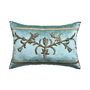 Antique Ottoman Empire Raised Silver Metallic Embroidery(#E062124 | 13 x 19")