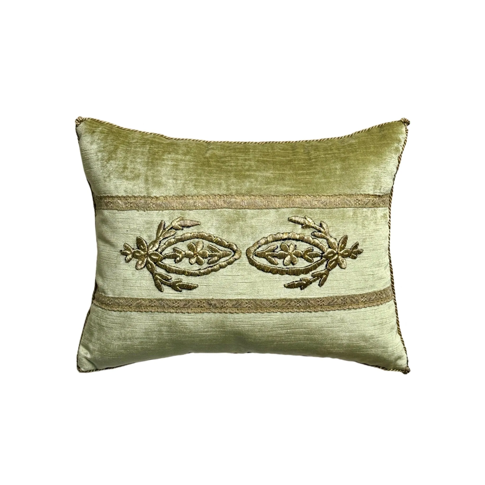 Antique Ottoman Empire Raised Silvery Gold Metallic Embroidery(#E062524 | 12 x 15.5")