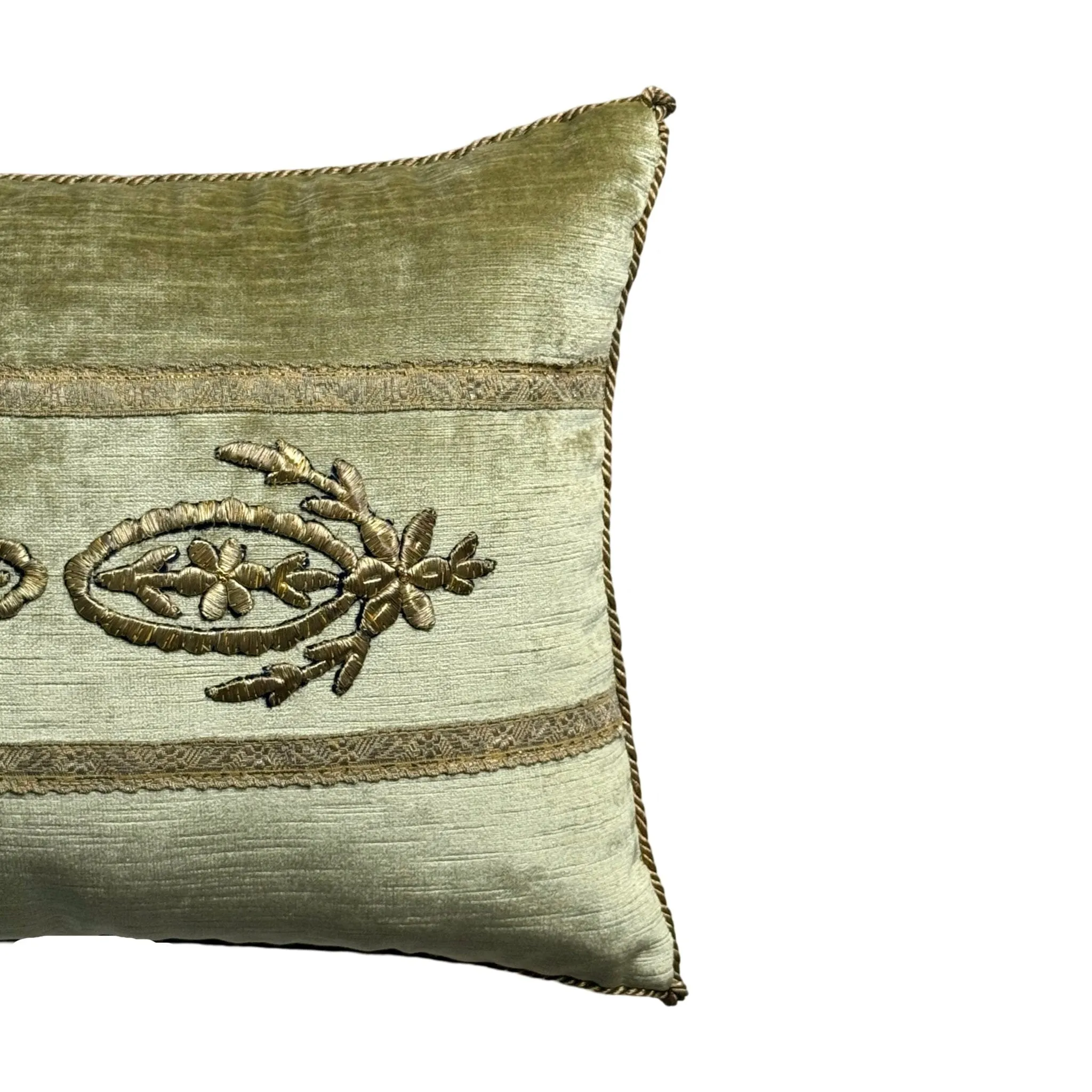 Antique Ottoman Empire Raised Silvery Gold Metallic Embroidery(#E062524 | 12 x 15.5")