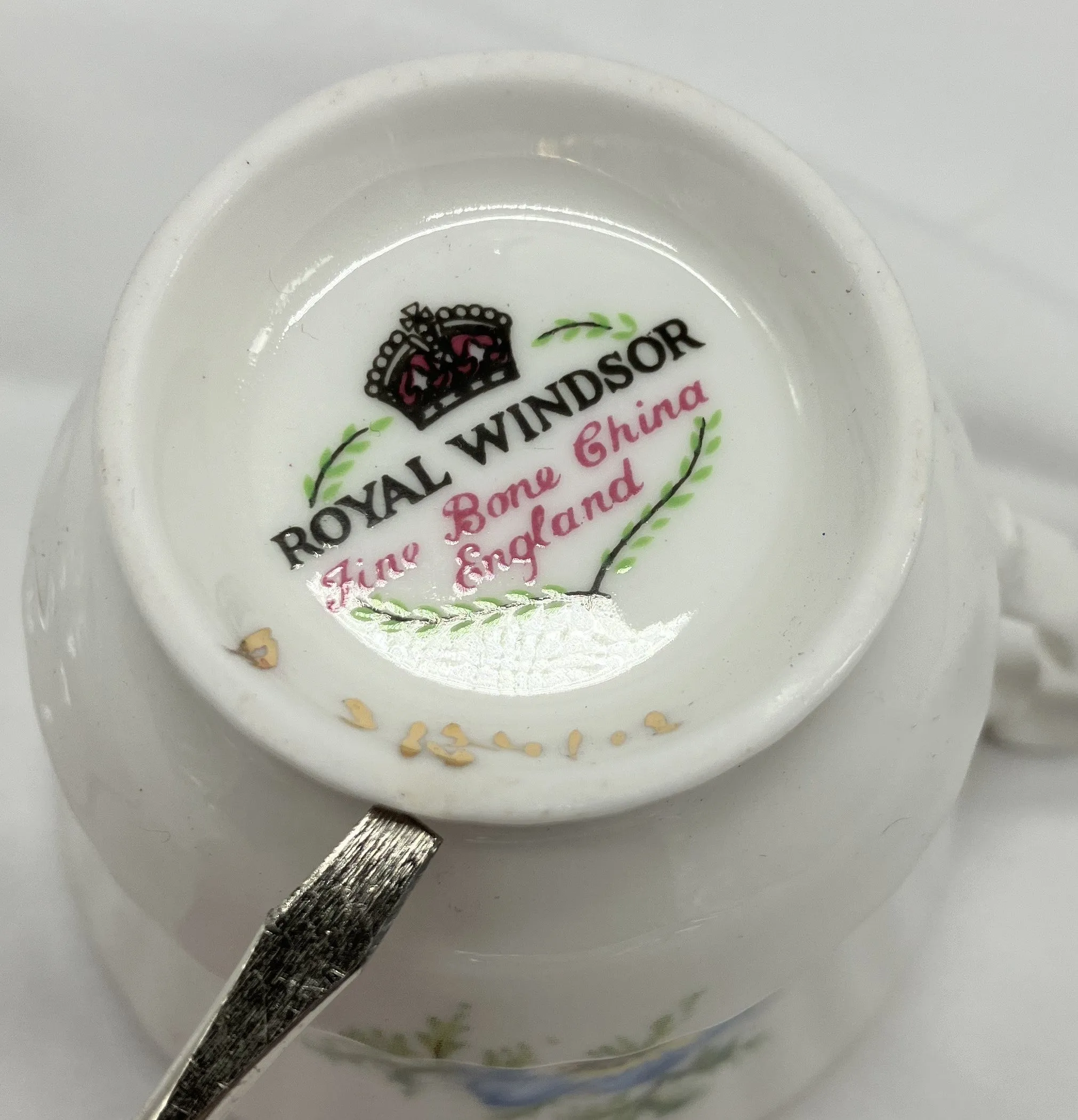 Antique "Poppy" Demi Tasse / Teacup and Saucer, Bone China.