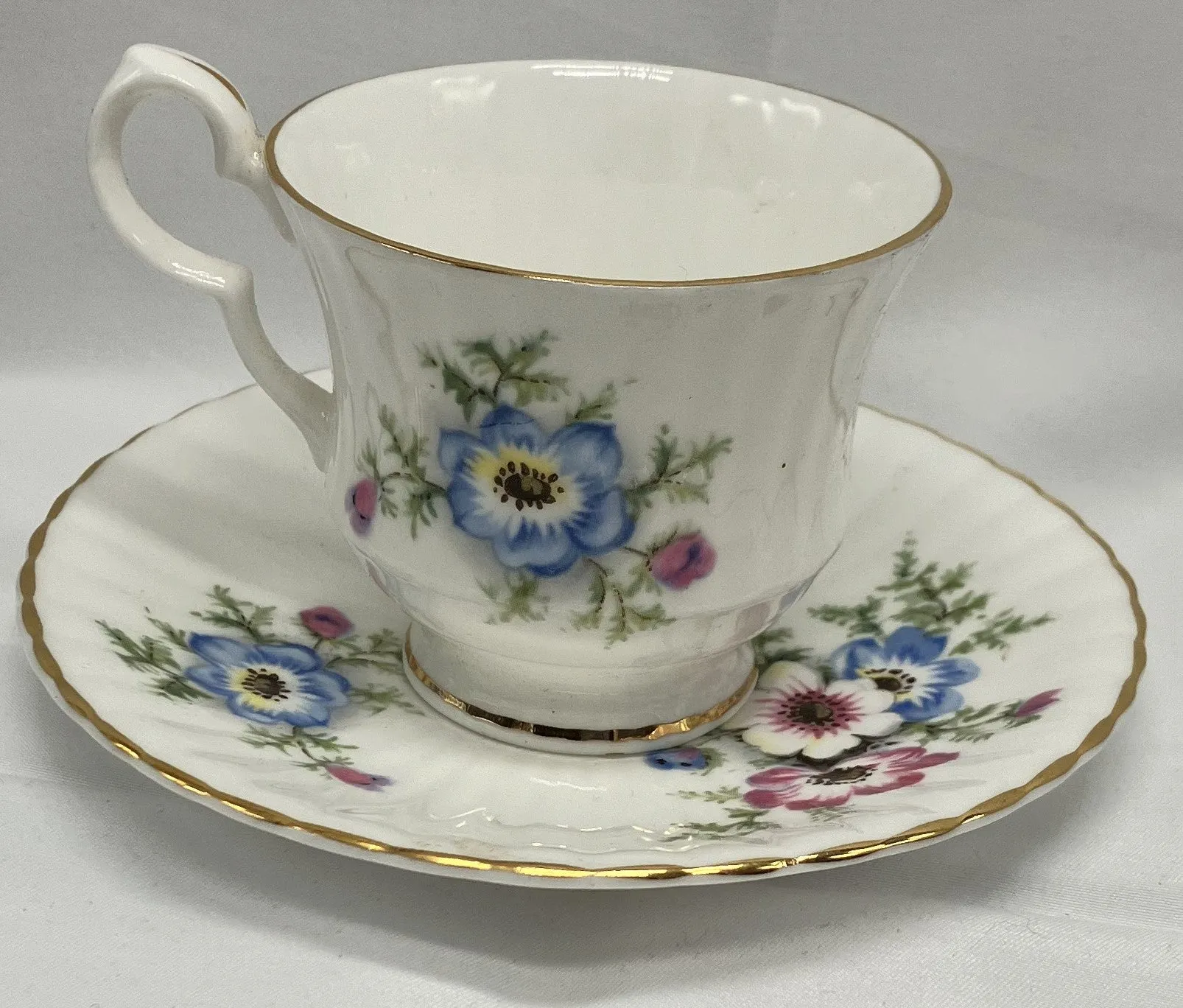 Antique "Poppy" Demi Tasse / Teacup and Saucer, Bone China.