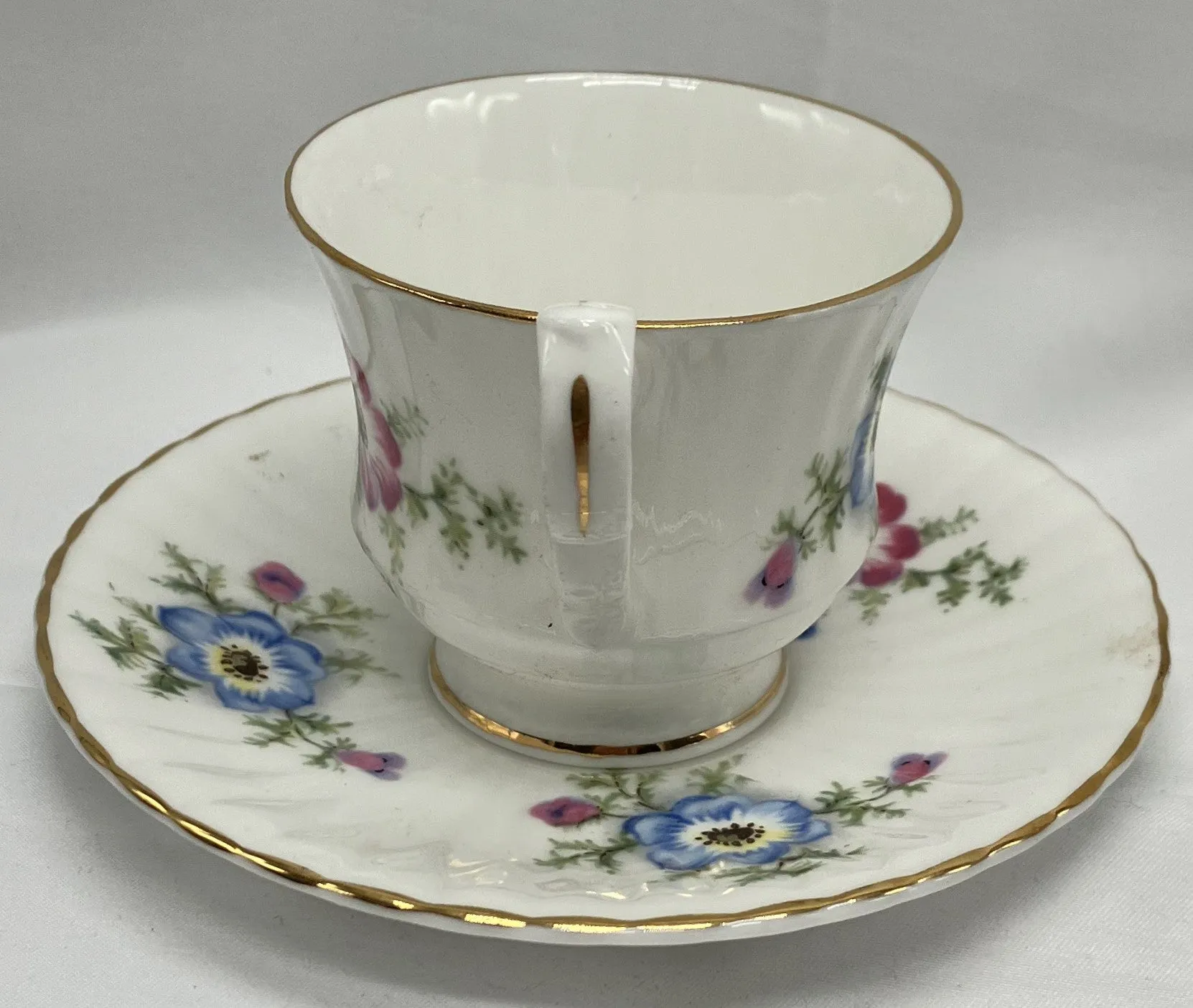 Antique "Poppy" Demi Tasse / Teacup and Saucer, Bone China.