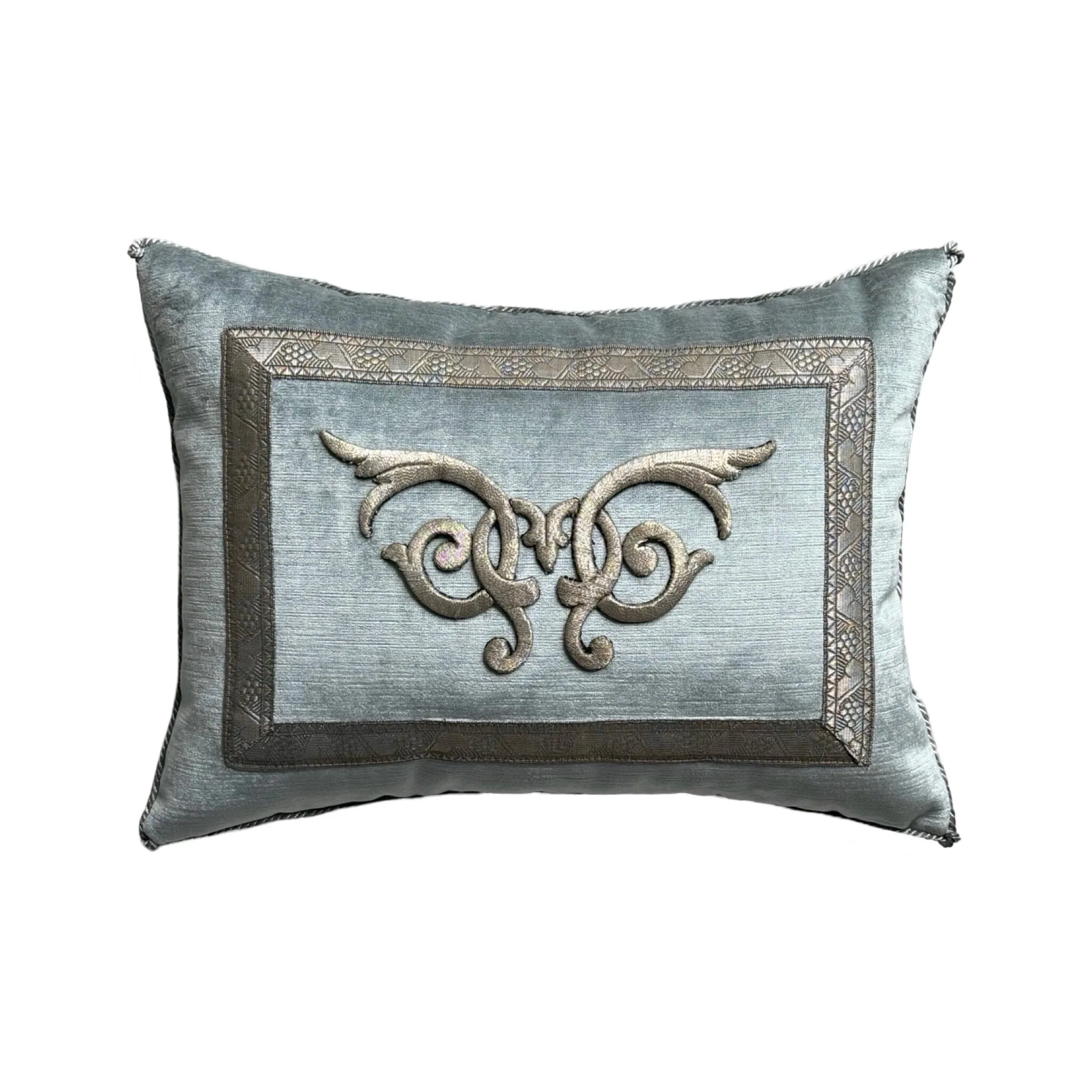 Antique Raised Silver Metallic Embroidery(#E072624 | 12.5 x 17")