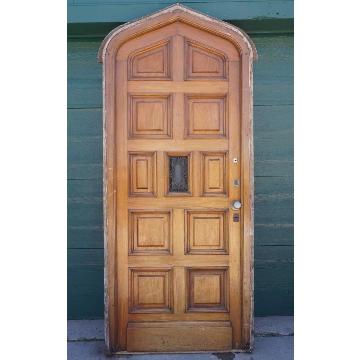 Argentine Mahogany Pointed Arch Single Paneled Entry Door