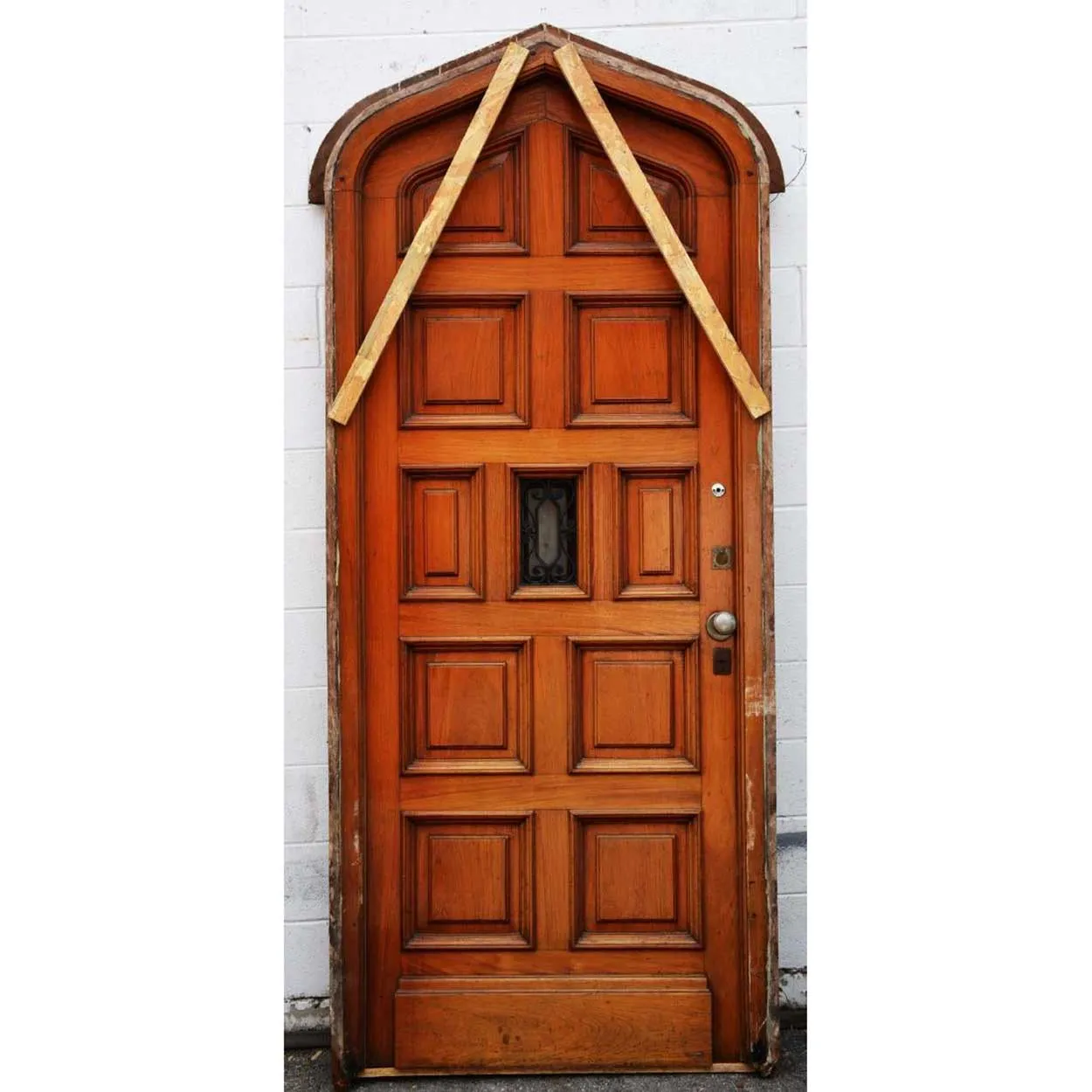 Argentine Mahogany Pointed Arch Single Paneled Entry Door