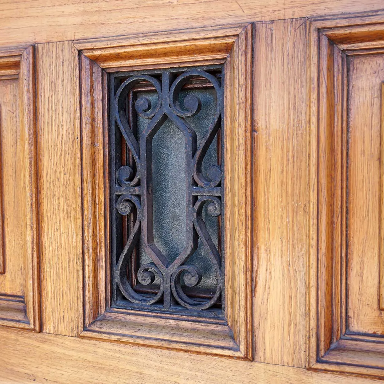 Argentine Mahogany Pointed Arch Single Paneled Entry Door