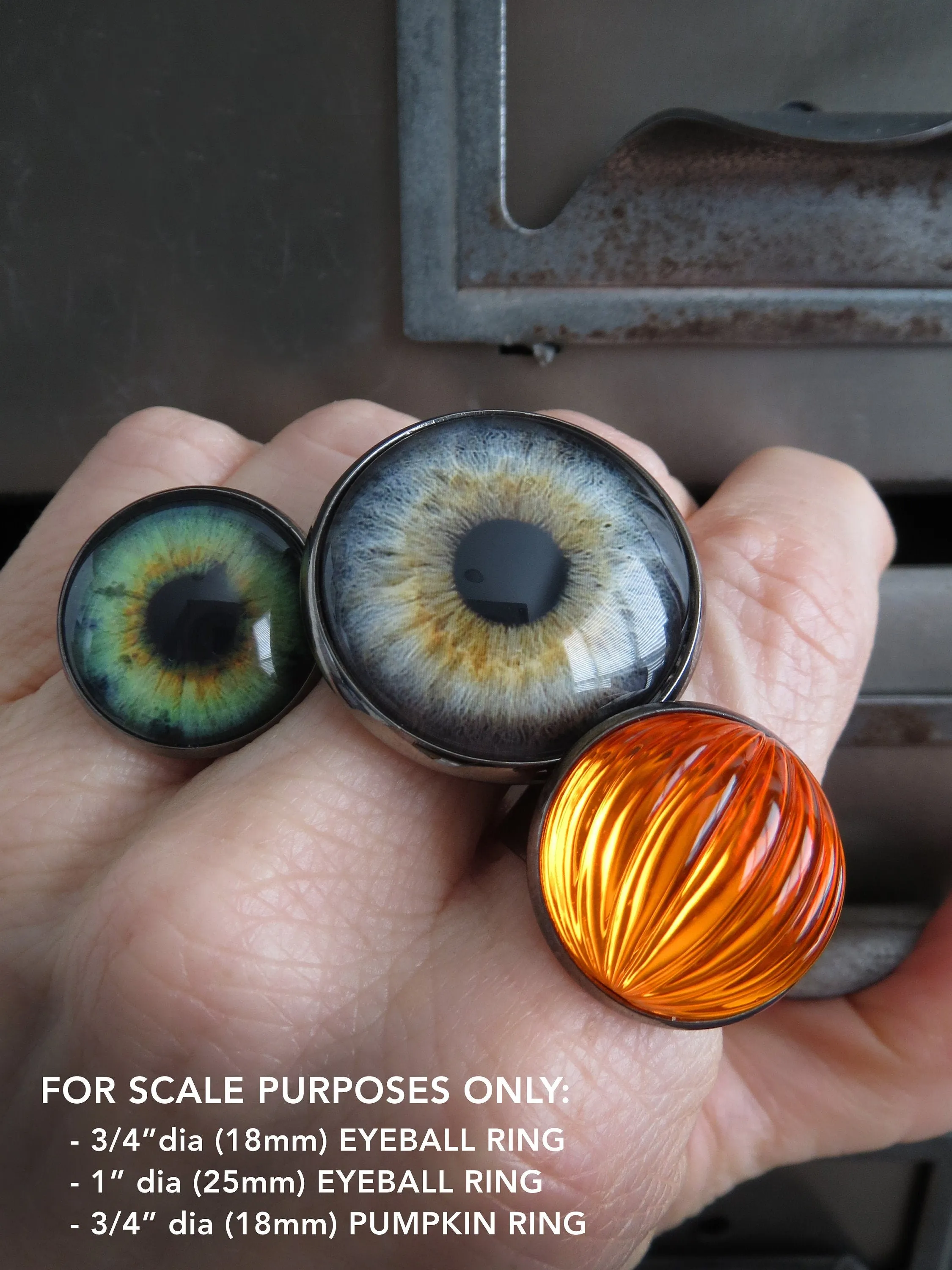 Army Green Eyeball Ring with Brown Flecks