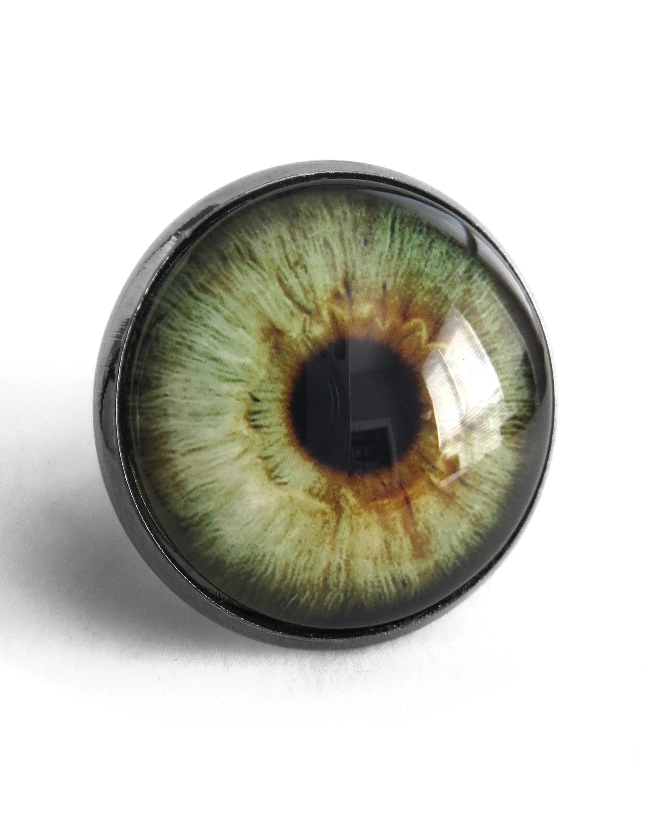 Army Green Eyeball Ring with Brown Flecks