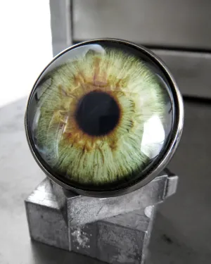 Army Green Eyeball Ring with Brown Flecks