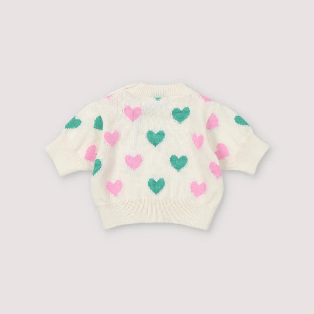 Baby Girls Colorful Knitted Heart Pattern Cotton T-Shirt