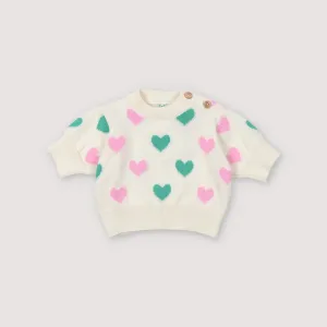 Baby Girls Colorful Knitted Heart Pattern Cotton T-Shirt