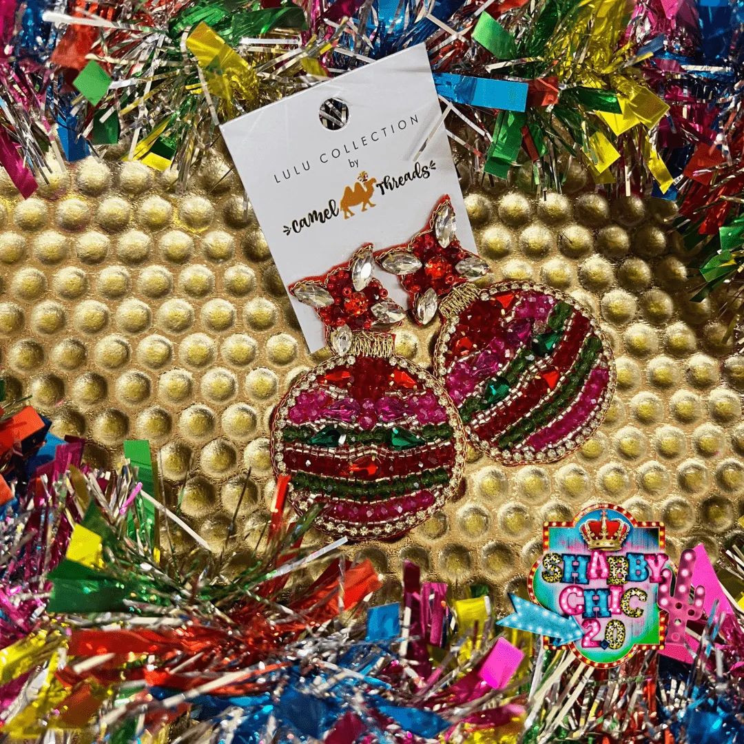 Beaded Colorful Ornament Earrings