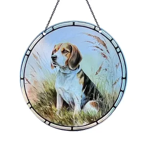 Beagle in Field Acrylic Suncatcher with Chain #SC307 by d'ears