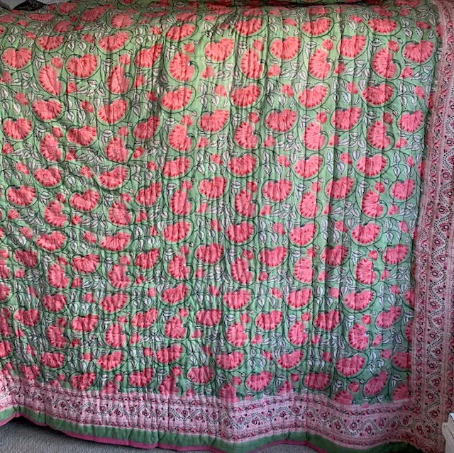 Beautiful Quilt- Pink and Green- Large Size