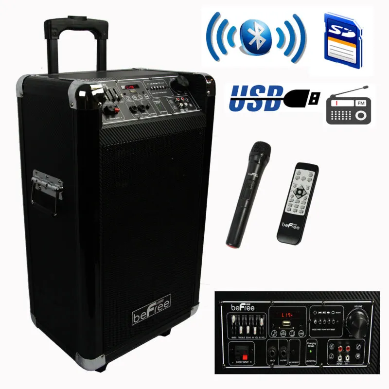 beFree Sound Sleek 10 Inch Professional Portable Bluetooth PA Speaker
