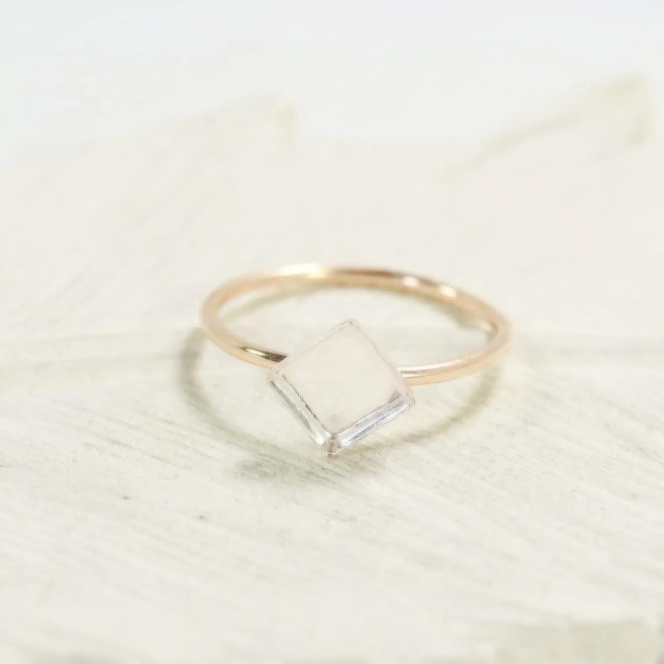 Bezel Cup Ring Setting - Plain, Angled Square, 1.5mm Band, Choose Your Cup, Choose Your Metal