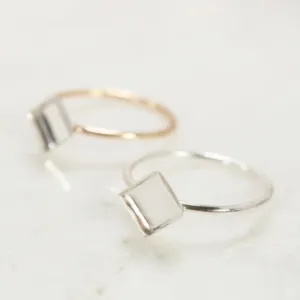 Bezel Cup Ring Setting - Plain, Angled Square, 1.5mm Band, Choose Your Cup, Choose Your Metal