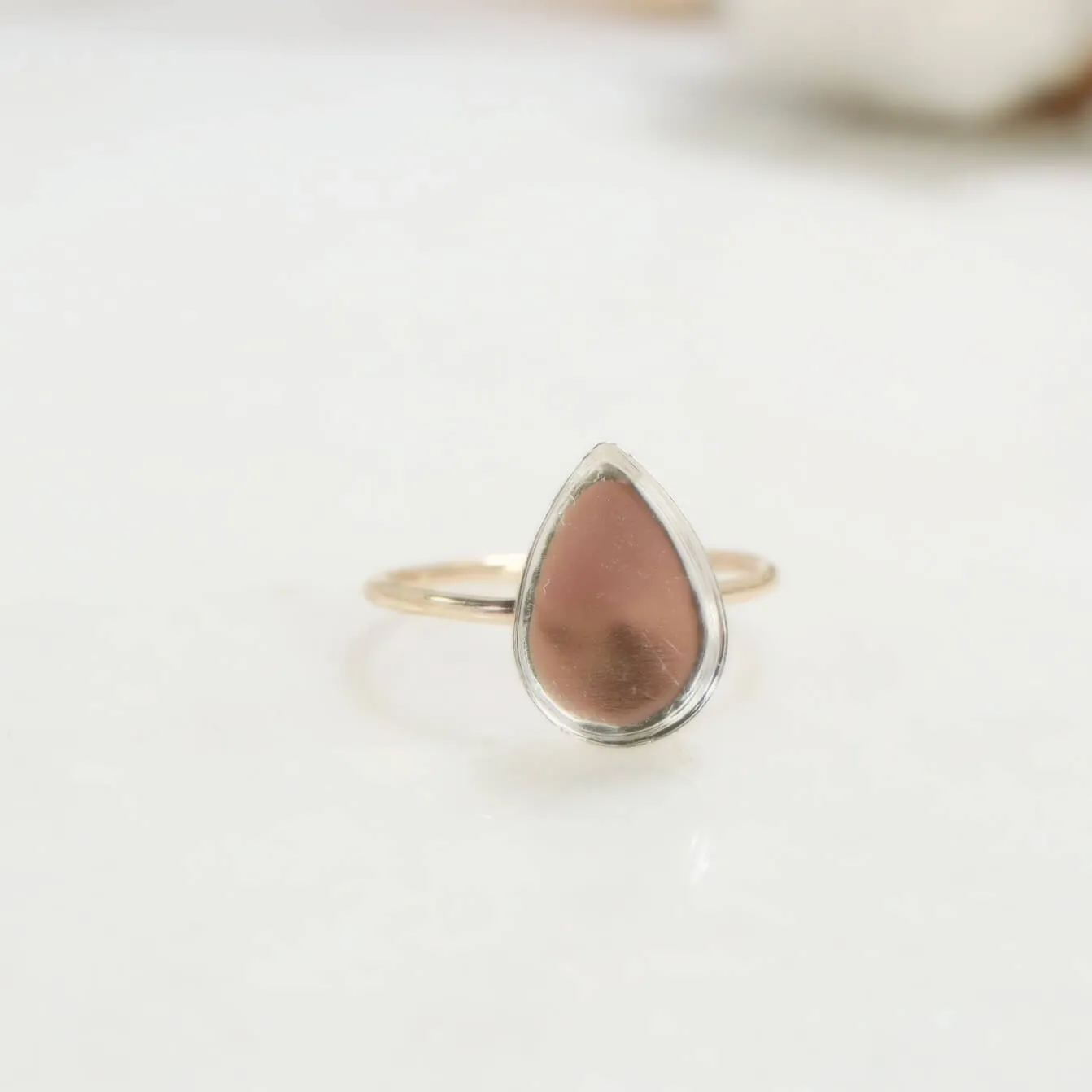 Bezel Cup Ring Setting - Plain, Pear, 1.5mm Band, Choose Your Cup, Choose Your Metal