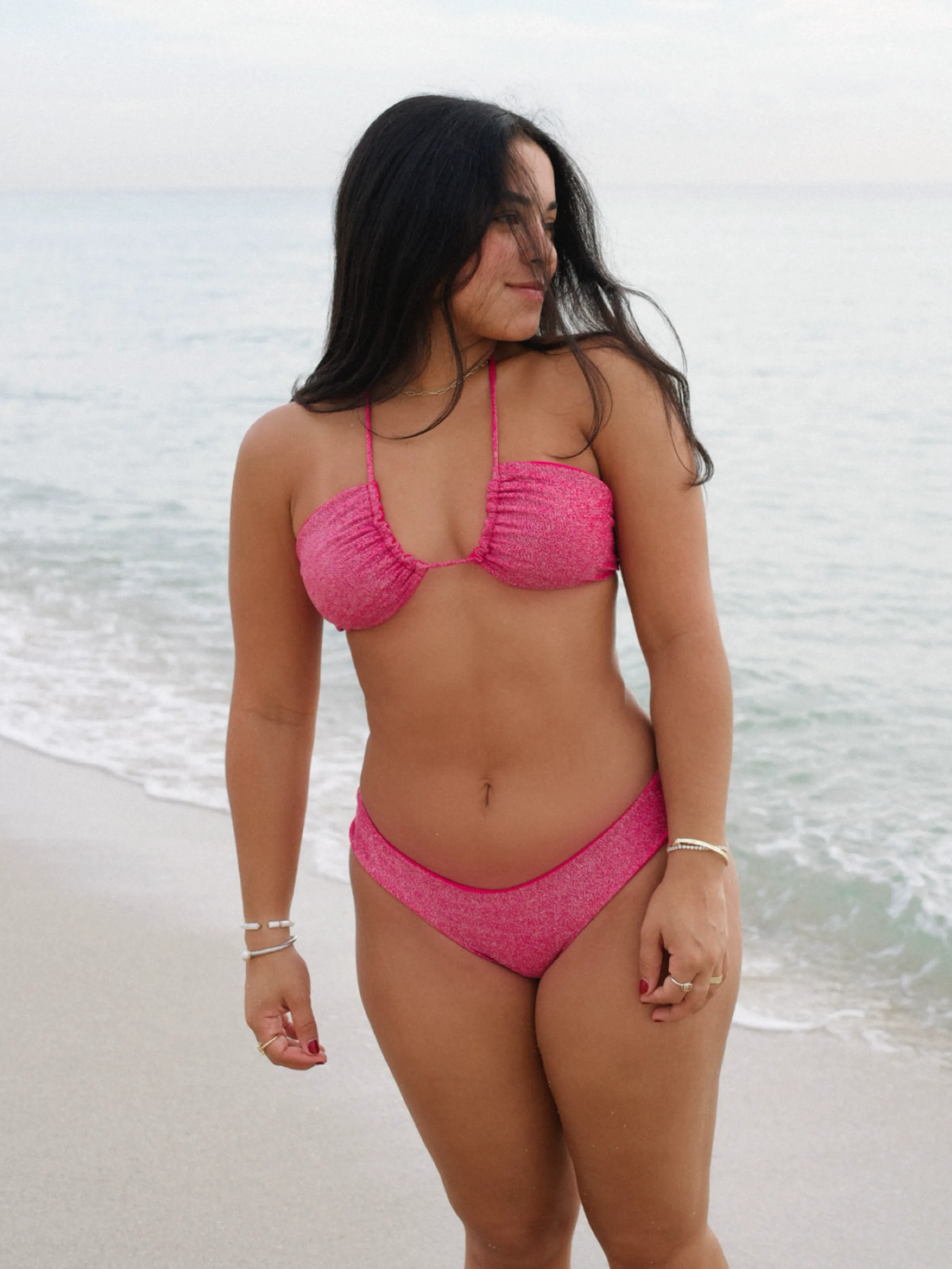Bianca Bikini Top in Magenta Shimmer