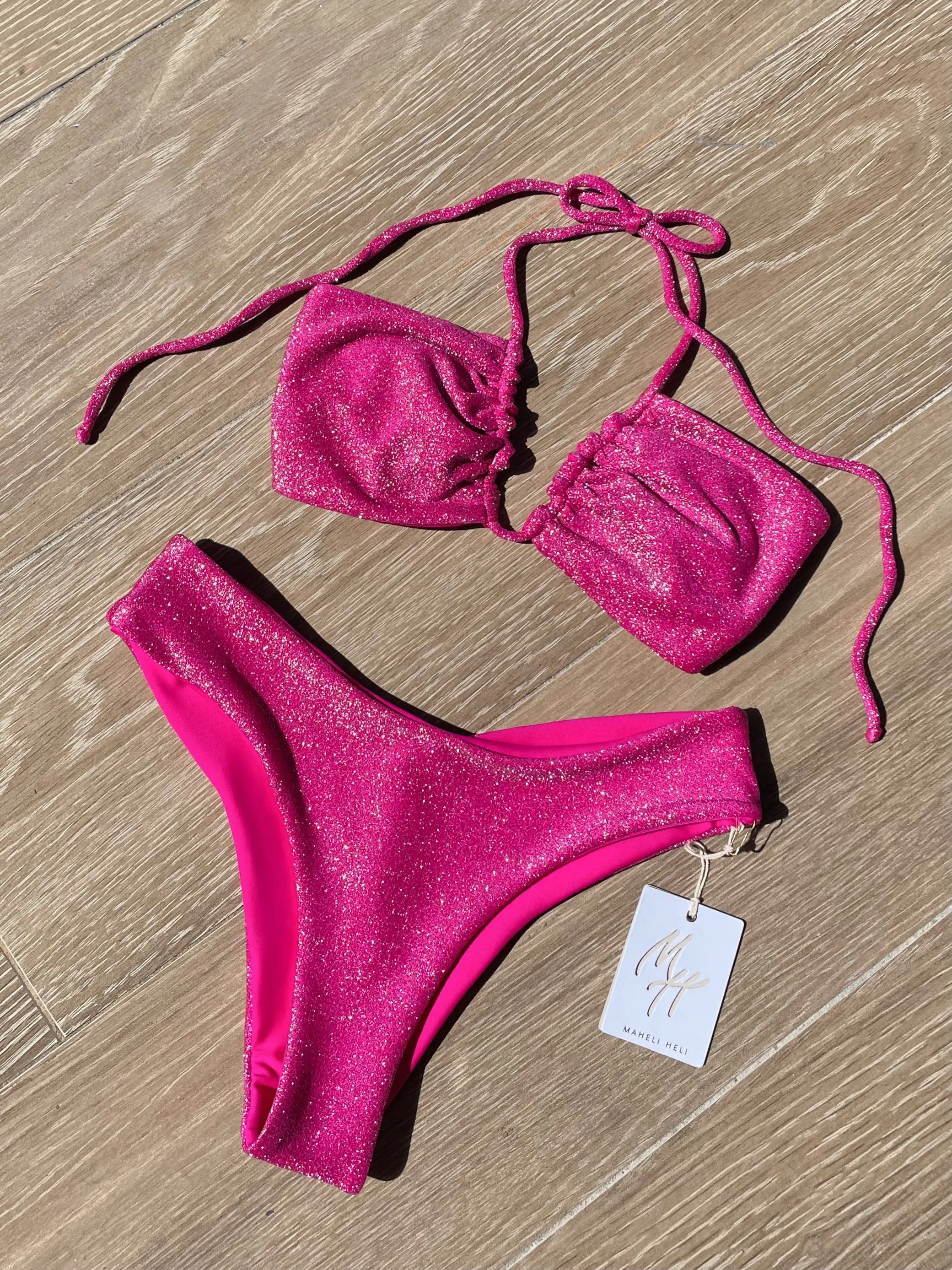 Bianca Bikini Top in Magenta Shimmer