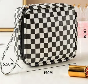 Black Checker Travel Zip Bag