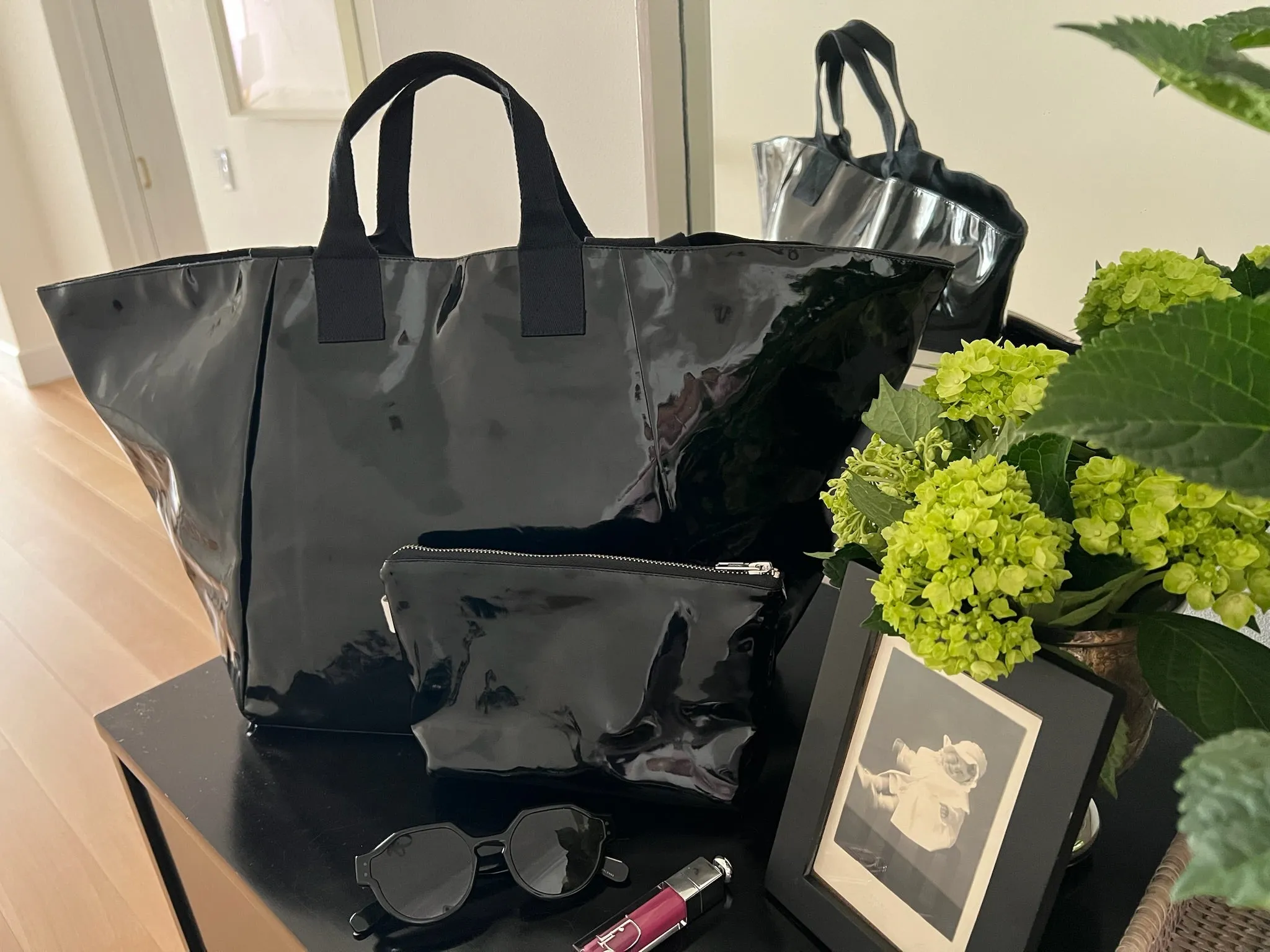 Black Metallic Makeup Bag - NEW!