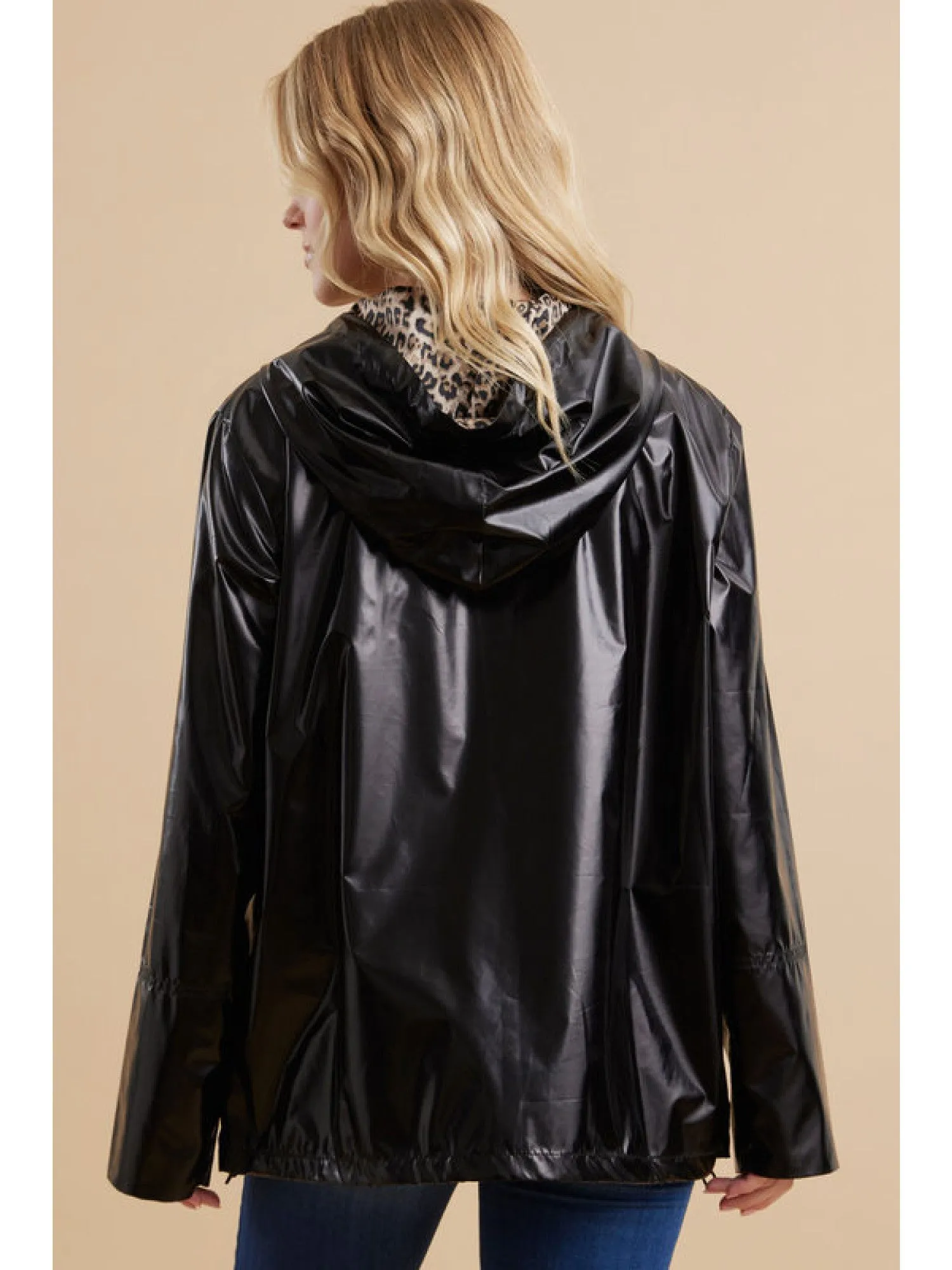 Black Metallic Windbreaker Pullover