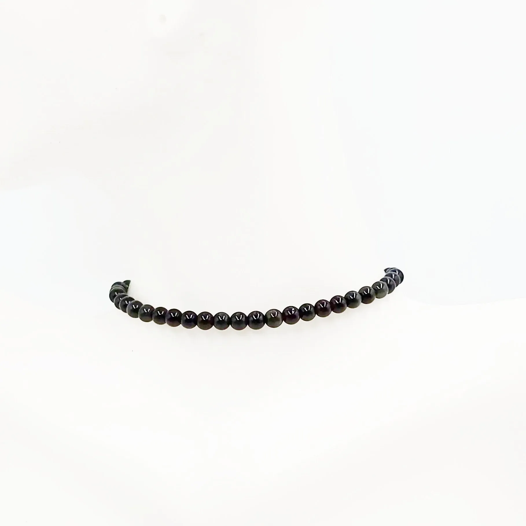 Black Obsidian Bead Bracelet 4mm
