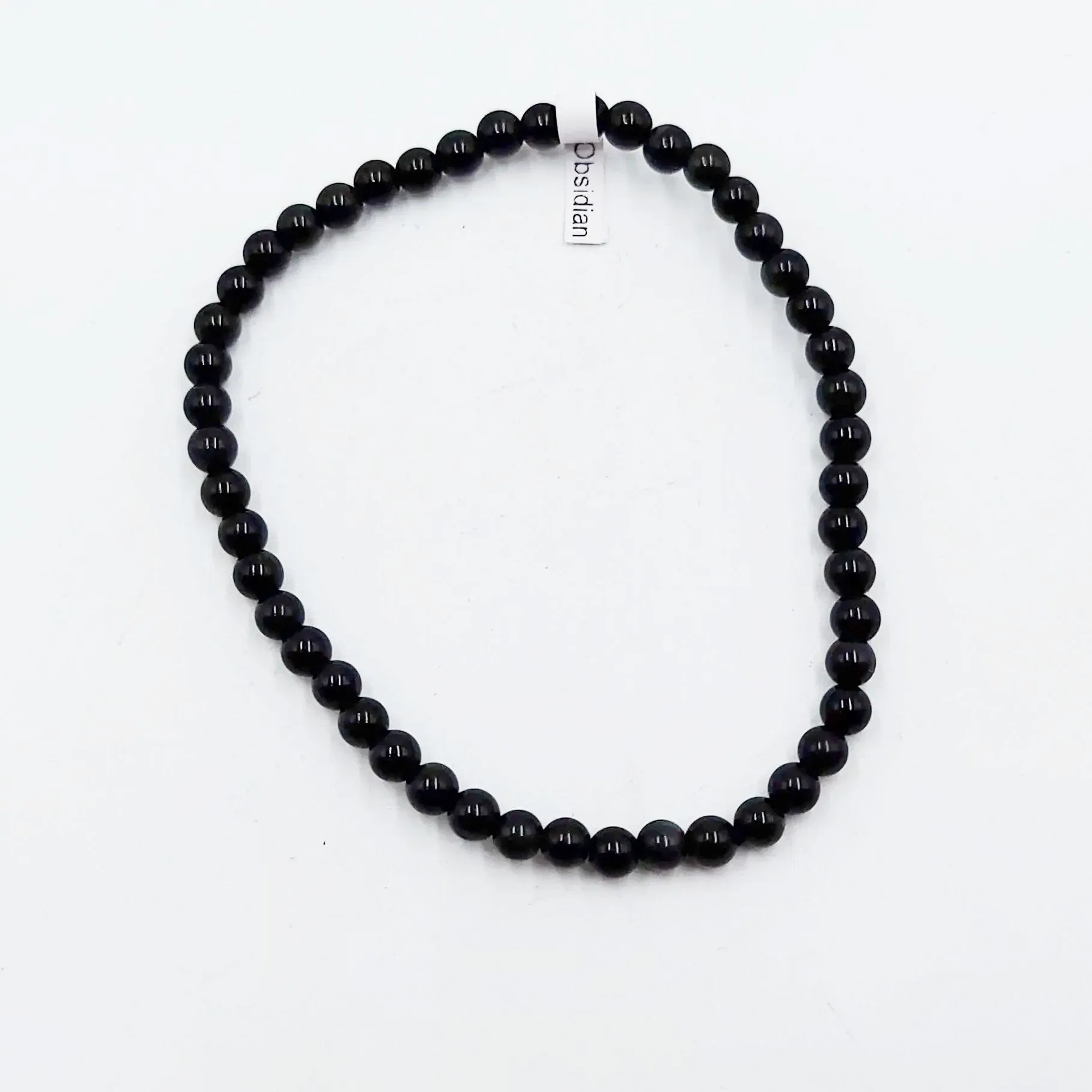 Black Obsidian Bead Bracelet 4mm