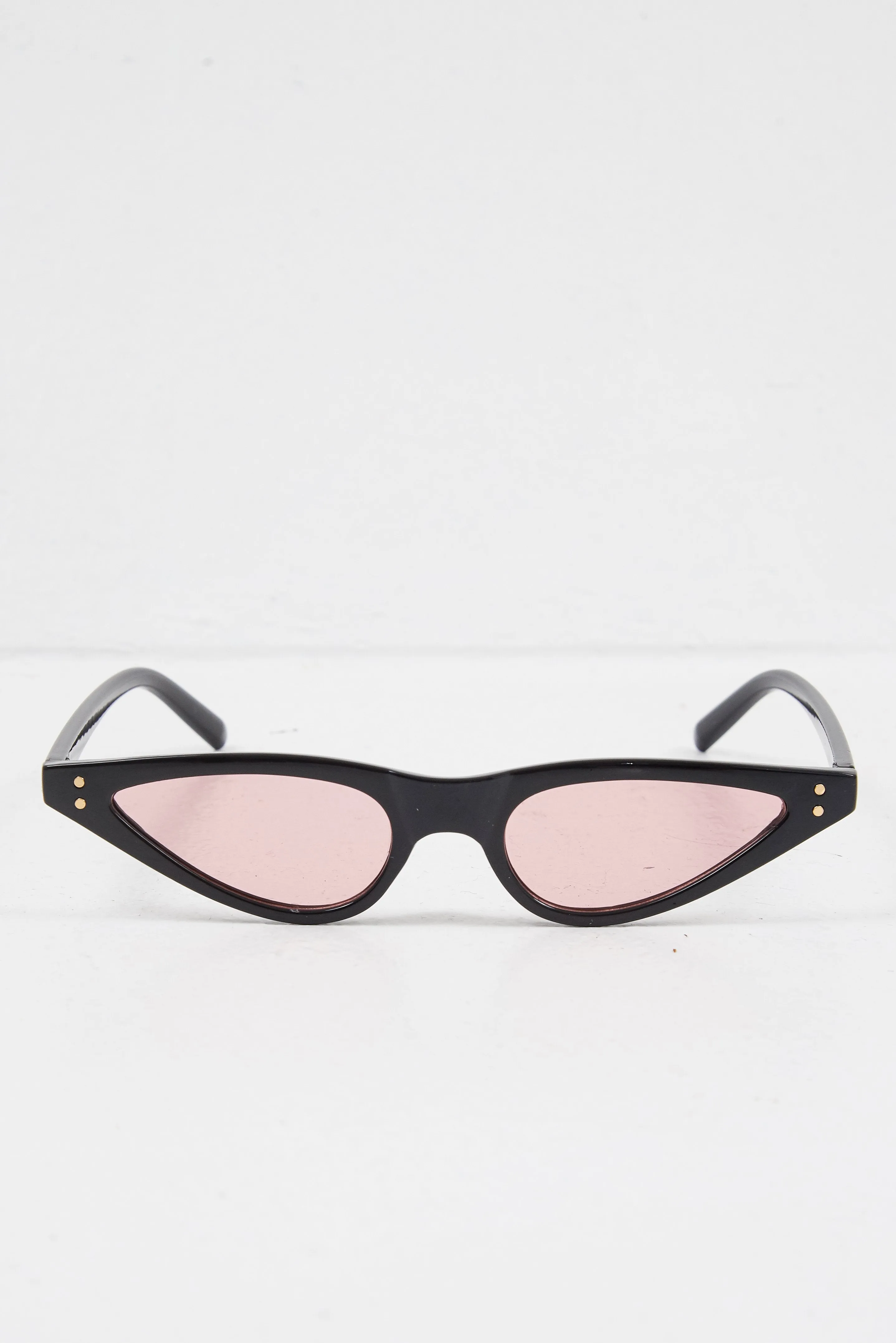 Black Pink Slim Pointed Cat Eye Sunglasses - Fluer