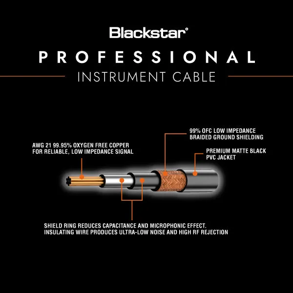Blackstar Pro Series 3m Instrument Cable, Straight/Angled