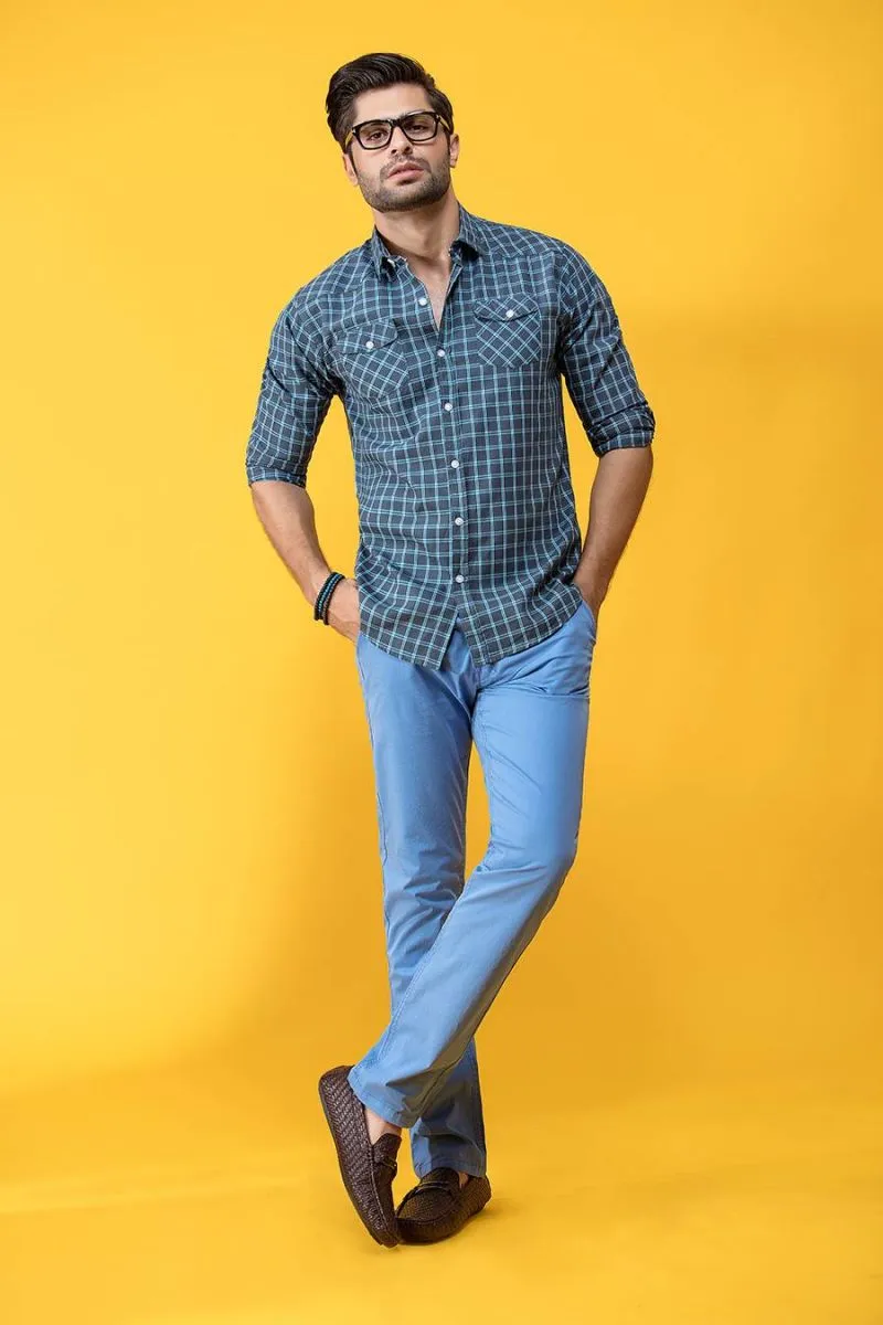 Blue Casual Shirt FS Regular Fit