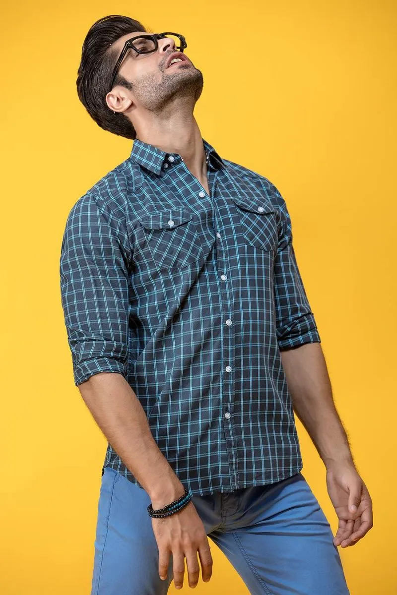 Blue Casual Shirt FS Regular Fit