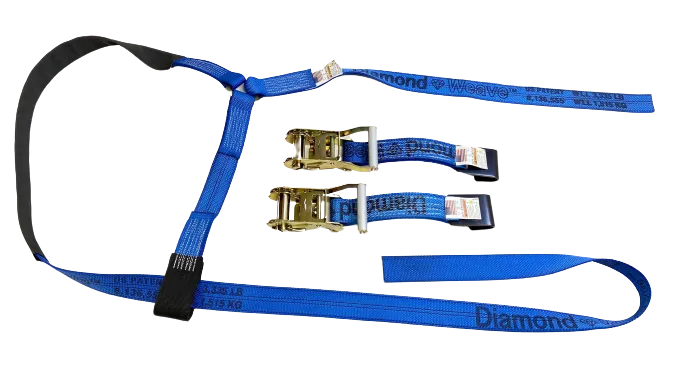 Blue Diamond Weave Side Mount Wheel Net w/ Dual Ratchets
