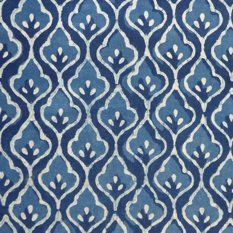 BLUE LEAF BLOCK PRINT HANDKERCHIEF